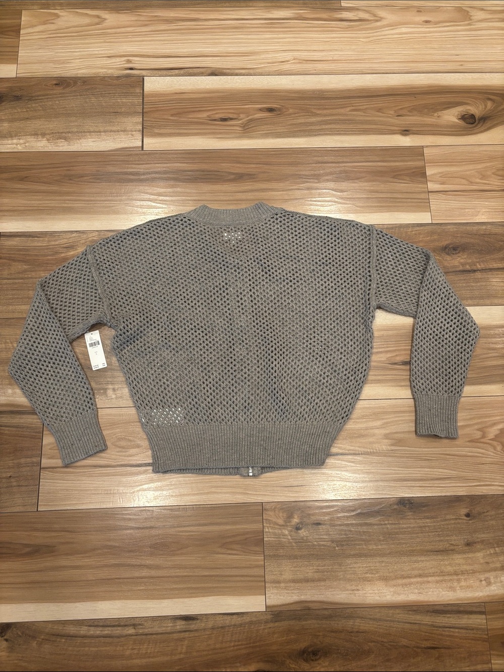 Pilcro Gray Open-Weave Zip Front Cardigan - Picture 4 of 4